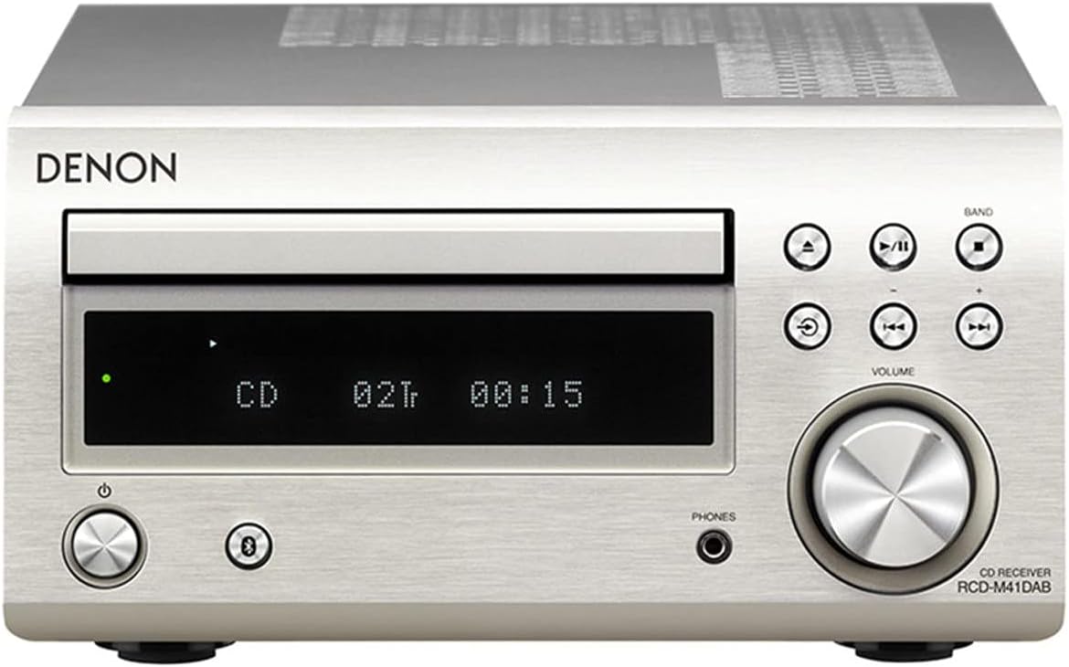 DENON RDCM41DAB Receptor, Receptor HiFi con Reproductor de CD, Receptor de Audio HiFi, Bluetooth, 2 x 30 W + presalida de subwoofer, Radio