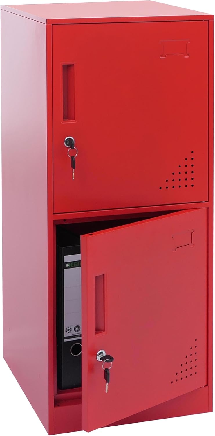 Mendler HWC-P63 Armarios para llav, Taquilla (90 x 38 x 45 cm, acero), color rojo