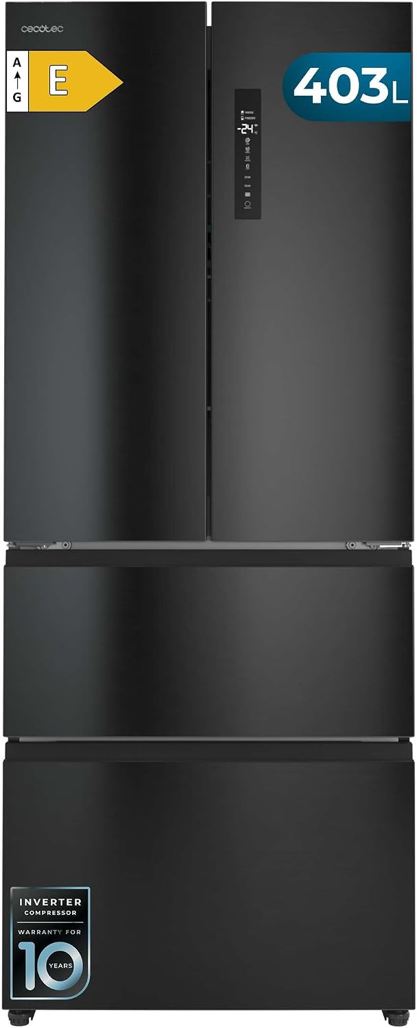 Frigorífico combi Frigorífico Puerta Francesa Total No Frost Bolero CoolMarket F2D 403 Dark E, Extra Capacidad Max 403 L, Alto 170 cm y 70 cm Ancho