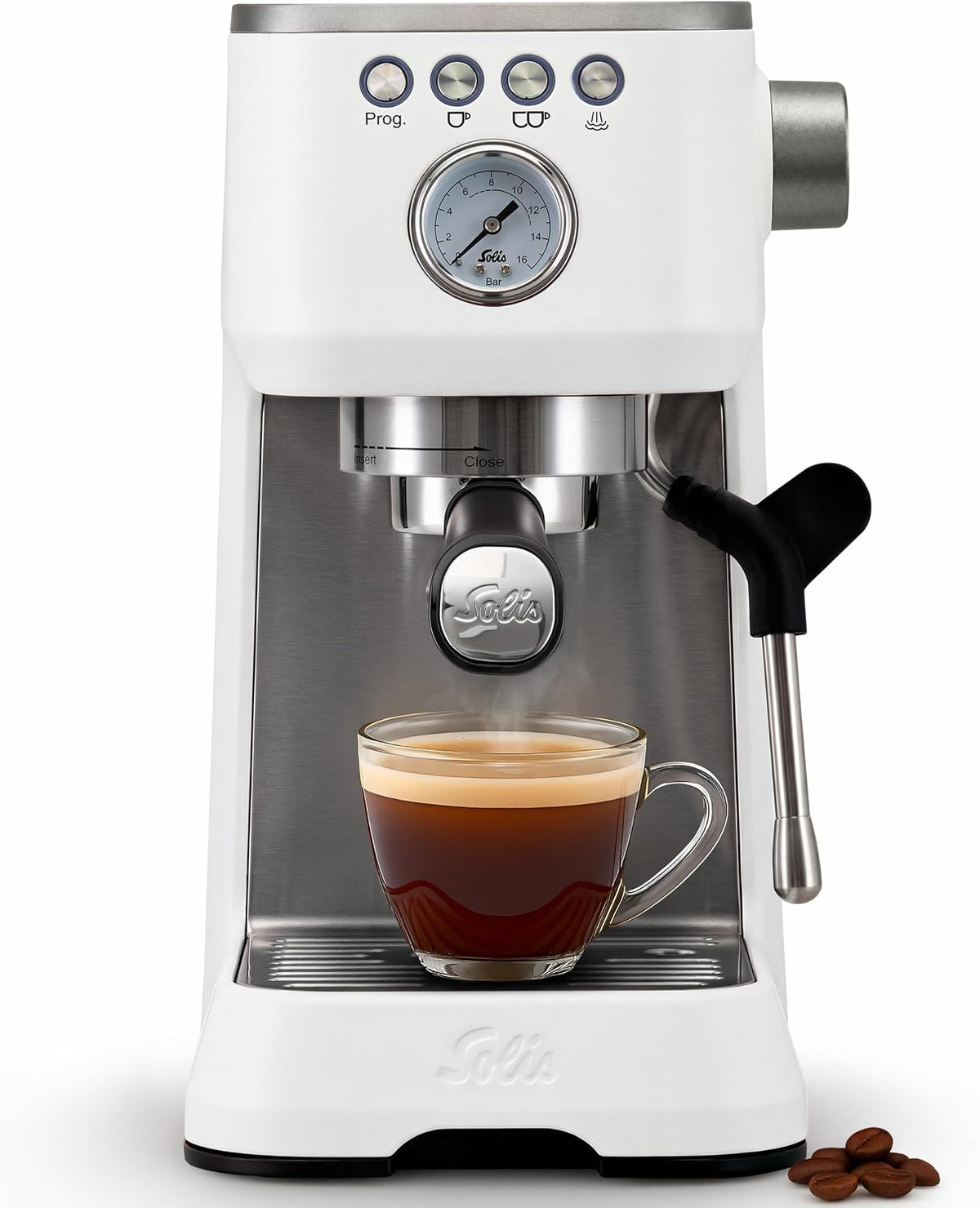Máquinas de café espresso a vapor Barista Perfetta Plus 1170 - Máquina portafiltros, color blanco, Solis