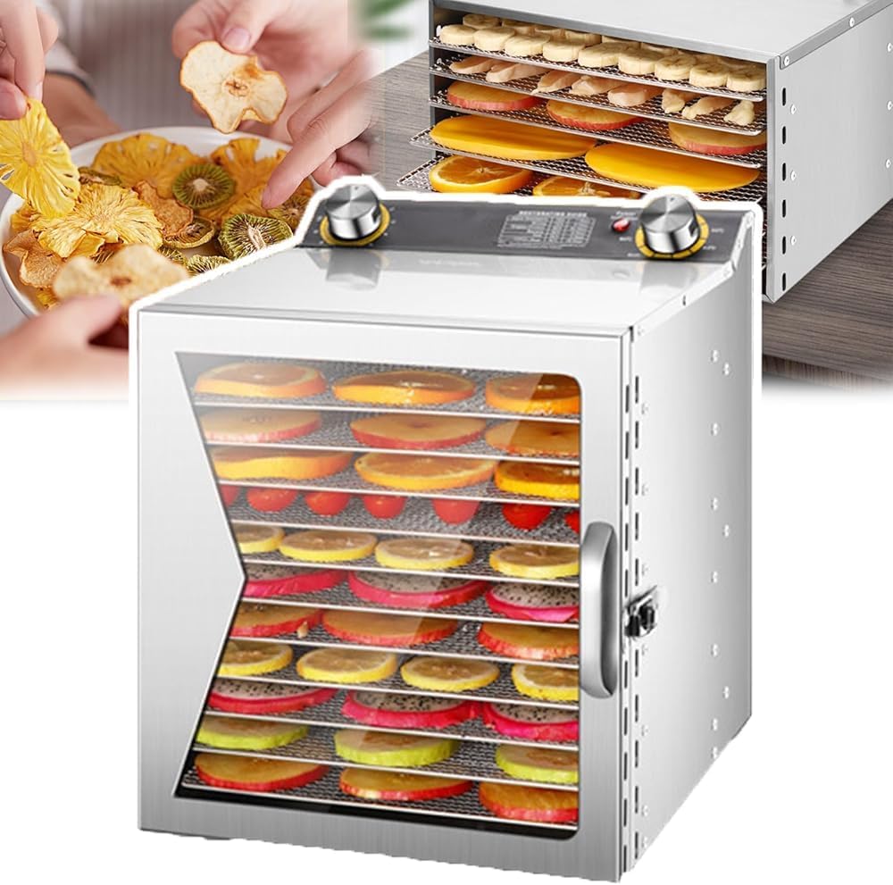 Deshidratador de Generic, Máquina liofilizadora con temporizador y temperatura ajustables, ventilador de 360° para un secado eficiente, ideal para