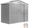 Cobertizos de almacenamiento Outsunny, 7x4ft cobertizo Metal, Kit cimentación Impermeable, Gris Claro