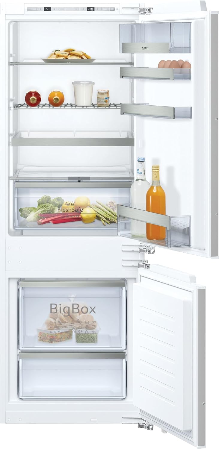 Frigorífico combi KI6773FE1 N 70 Einbau Kühl-Gefrierkombination, 55, 8 cm breit, 231 L, Flachscharnier, LowFrost, LED Beleuchtung, EasyAccess Shelf