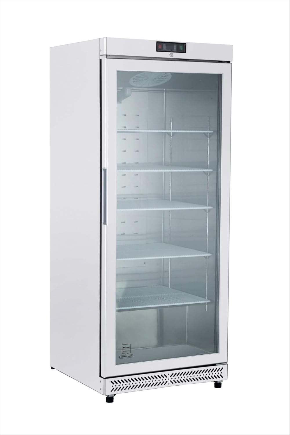 METRO Professional Frigoríficos para bebida, Frigorífico con Puerta de Cristal GRE6600G, 380L, Nevera Vertical con Cerradura, 77.5x72.5x188.5cm, 5