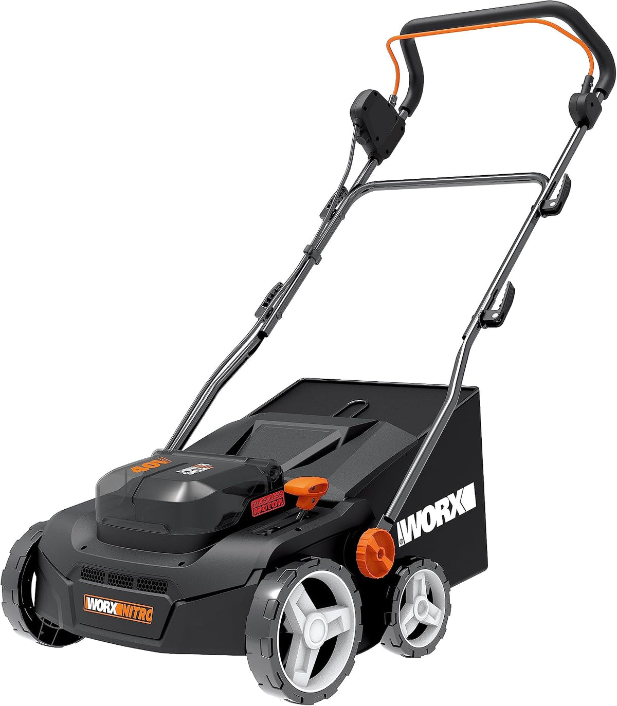WG855E de WORX, escarificador,.9 Escarificador y Aireador de Césped Nitro 40V Brushless Sin Batería, Ancho 36cm, Motor Brushless, 4 Alturas, Bolsa 40L