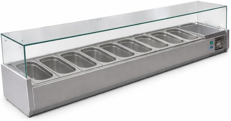 Générique Unidades de preparación de comida, Genérico Vitrina Saladette Refrigerada con Ingredientes 2000 mm - 10 x GN 1/4 - +2°C/+8°C - Acero