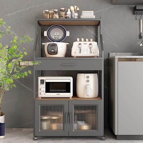 Armarios y aparador Genérico, Gabinetes de Almacenamiento Negros de 4 Capas para Cocina y Sala de Estar, alacena y Mueble Bar con Puertas abatibles
