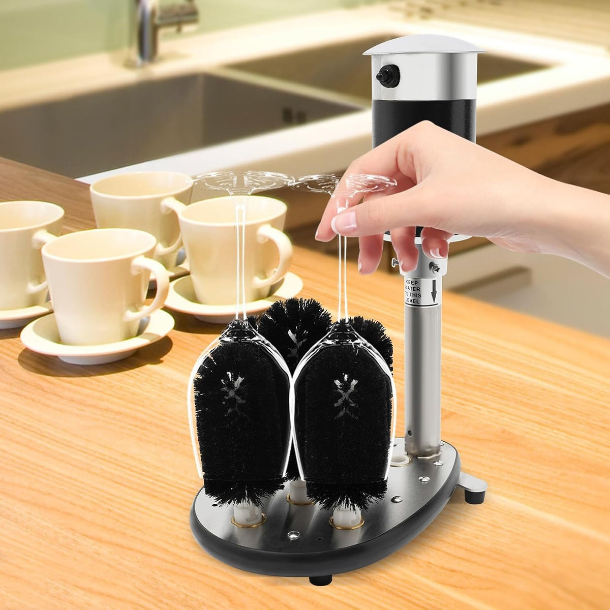 Generic Limpiadores de vidrio, Lavadora eléctrica de vidrio, máquina de limpieza de encimera con 5 cepillos para bares y cafeterías, limpiador