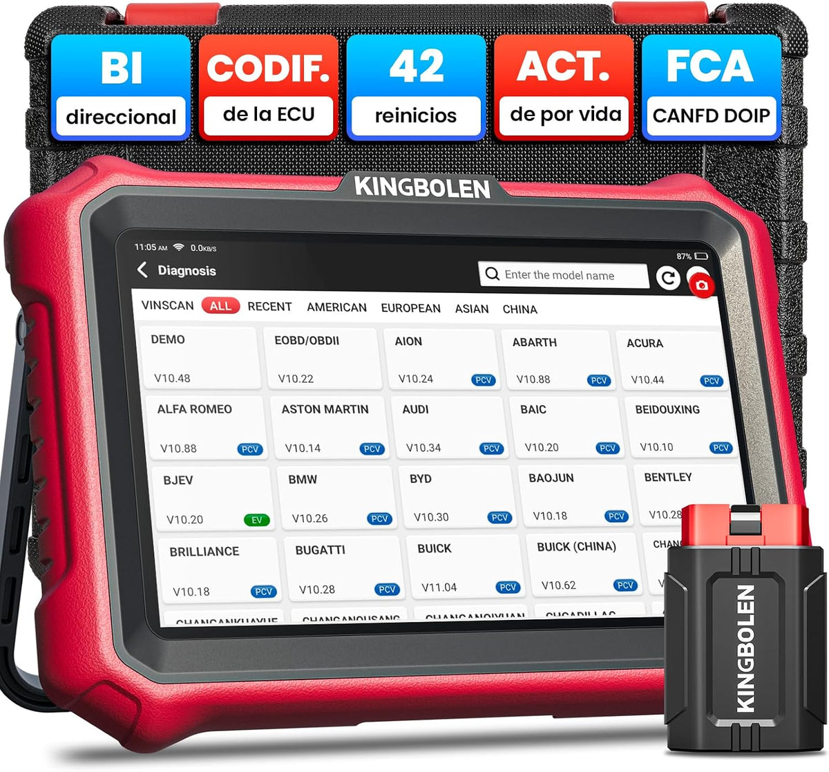 KINGBOLEN OBD2 Sistemas de diagnóstico del motor (OBD-II), K8 Pro Escáner, Herramienta de Diagnóstico Escaneo Coche, Bidireccional Maquina Diagnosis