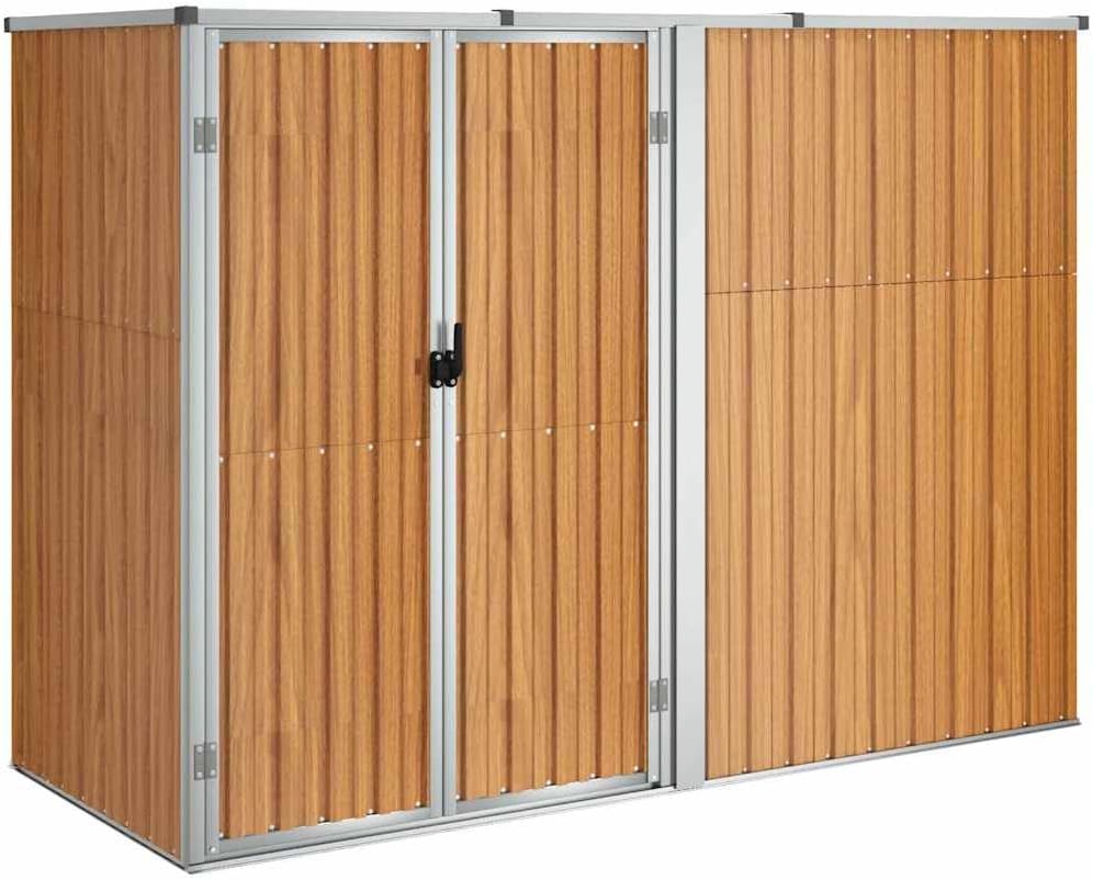 Cobertizos de almacenamiento de TUERYAFEK, Cobertizo marrón 225 x 89 x 161 cm acero galvanizado