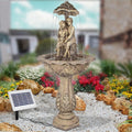 AMUR Fuent, e Solar Fuente Jardin con Forma de Cascada para terraza, balcón, con función de Encendido instantáneo con batería de Iones de Litio y luz