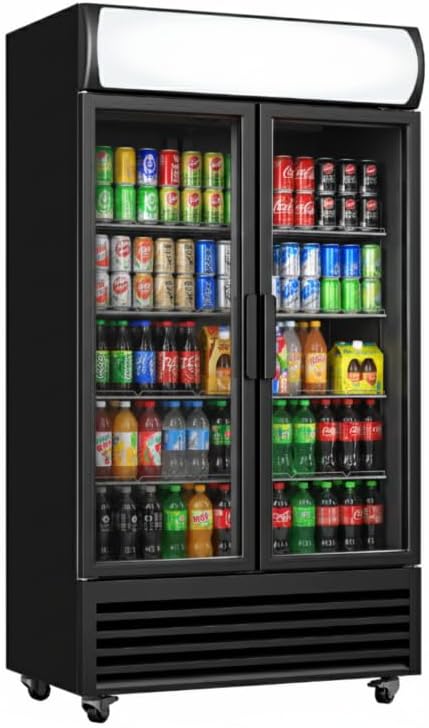 Frigoríficos para bebida de Générique, Armario para bebidas con 2 puertas acristaladas, 568 l, temperatura +1 °C/+10 °C, iluminación LED, 8 rejillas