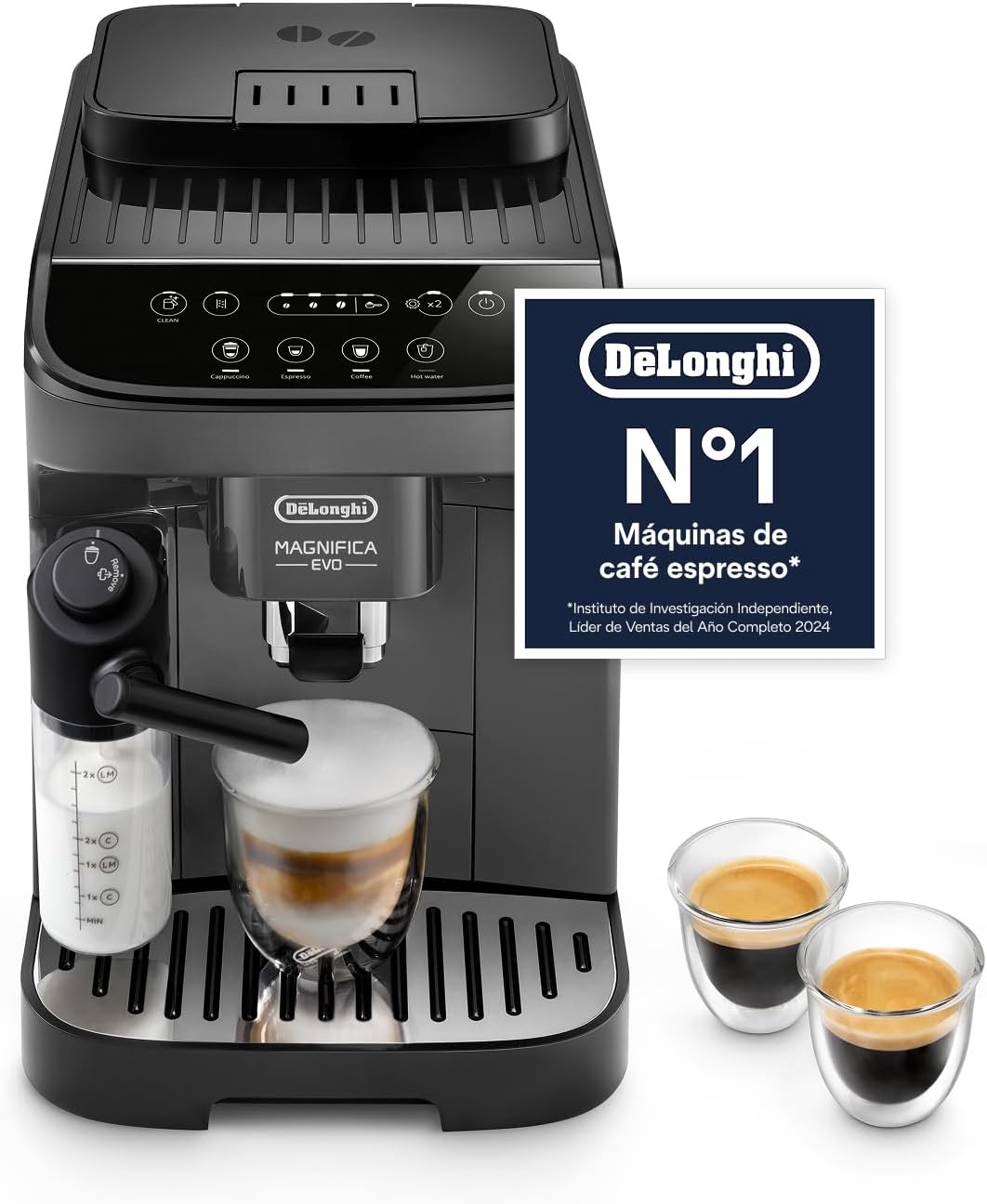 Cafetera automática de De'Longhi, Magnifica Evo - Cafetera Superautomática 4 Bebidas Gris Oscuro