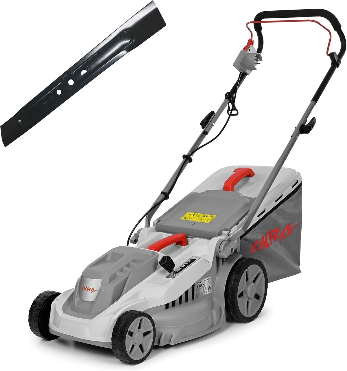 Cortacéspedes rotativo IKRA, cortacésped eléctrico IERM 1638-1, 1600W, 38cm, Cuchillas de Repuesto