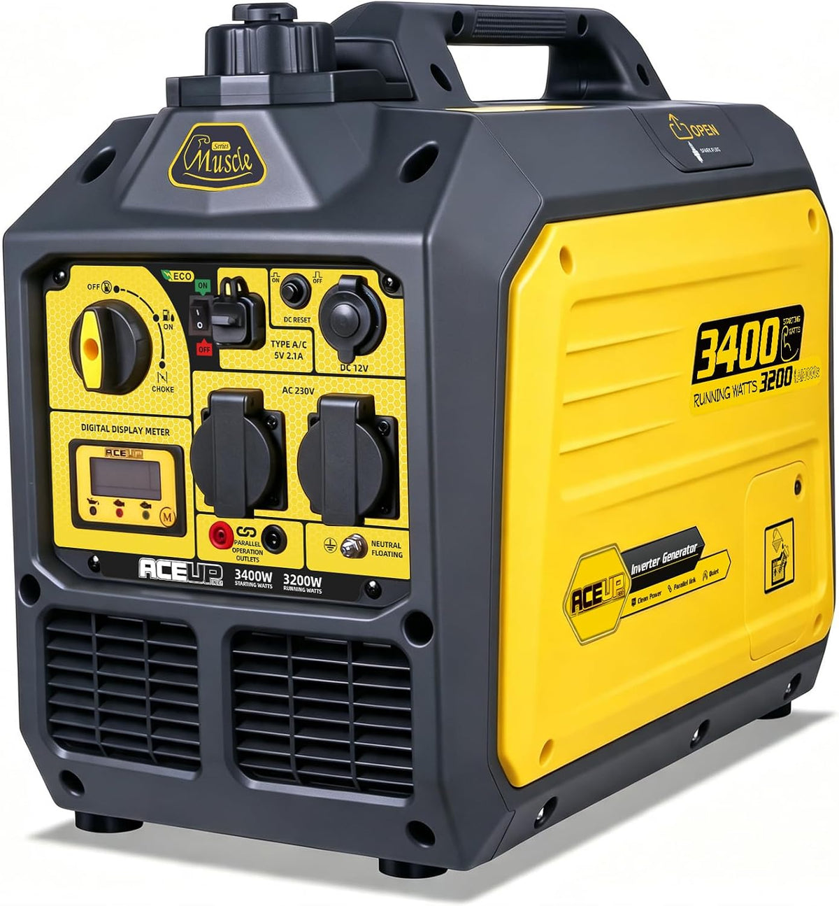 Generador de corriente inversor de 3400 W, gasolina, generador de corriente, potencia de emergencia, motor de 4 tiempos para camping, Aceup Energy