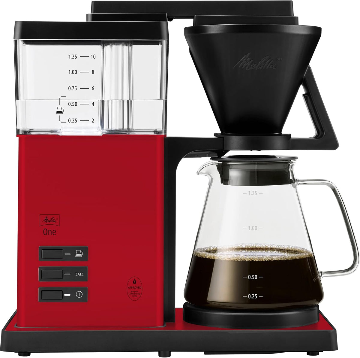 Cafeteras de goteo One, Cafetera de filtro con jarra de cristal, superficies de acero, Melitta