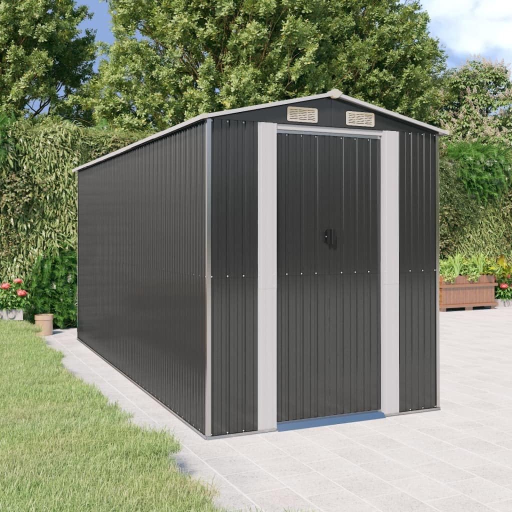 Cobertizos de almacenamiento Keeushr, Caseta para herramientas y herramientas de jardín, 192 x 440 x 223 cm, de acero galvanizado, con puerta
