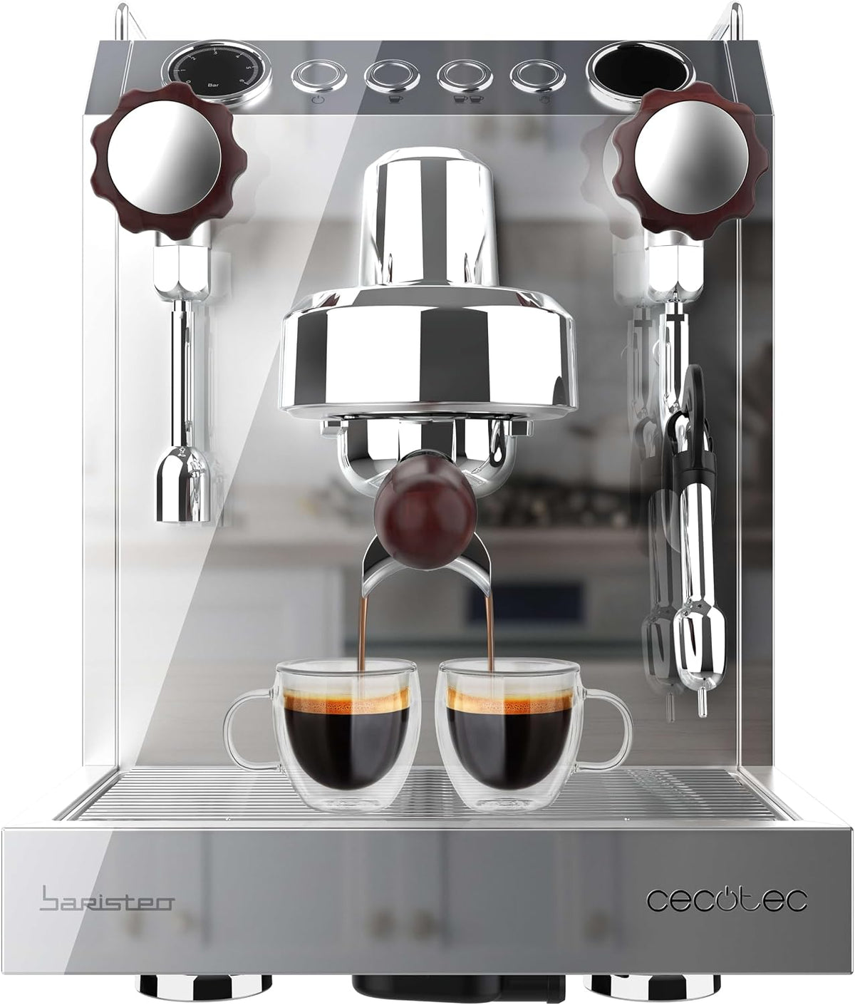 Cecotec Máquinas de café espresso a vapor, Cafetera Express Barista Baristeo Classic. 2700W, Bomba 15 Bares, Control Pid, Doble Calentamiento