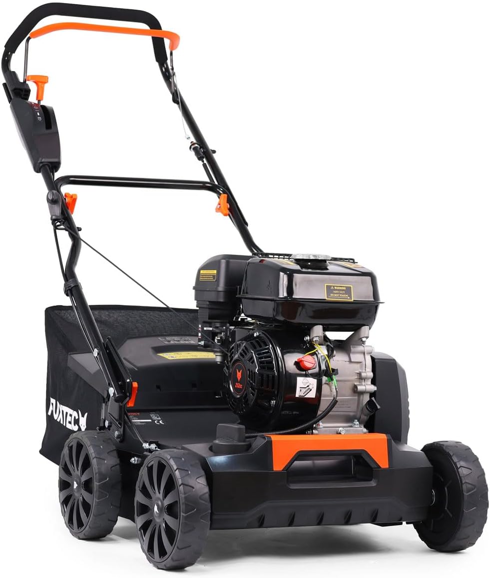 FX-BV240 de FUXTEC, escarificador, Aireador de Gasolina 3 en 1 Motor 4 Tiempos 4, 1 kW, Rodillo con 18 Cuchillas y 24 púas de Resorte, asa de