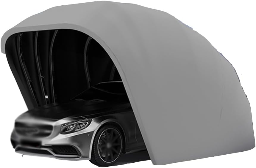 DSYYNAY Cochera, Plegable de Acero Inoxidable Gris, toldo retráctil for Coche, Refugio semiautomático Duradero, Garaje Plegable móvil, 5, 5 m de Largo