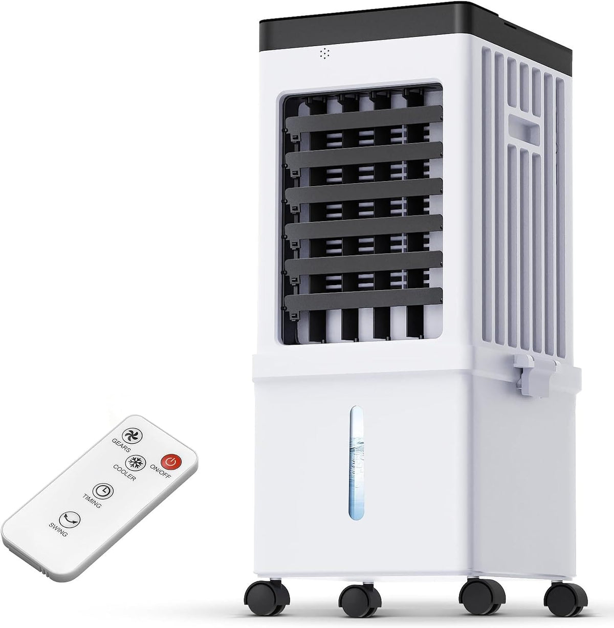 Aire acondicionado portátil Kouamor, Ventilador de refrigeración de aire 3 en 1 y humidificador, enfriador de aire portátil de 60 cm, depósito de agua