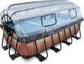 Piscinas desmontabl EXIT, Toys Wood Pool con Cubierta Multifuncional - 400x200x122cm - Piscina de Marco Rectangular con Bomba de Filtro de Arena y