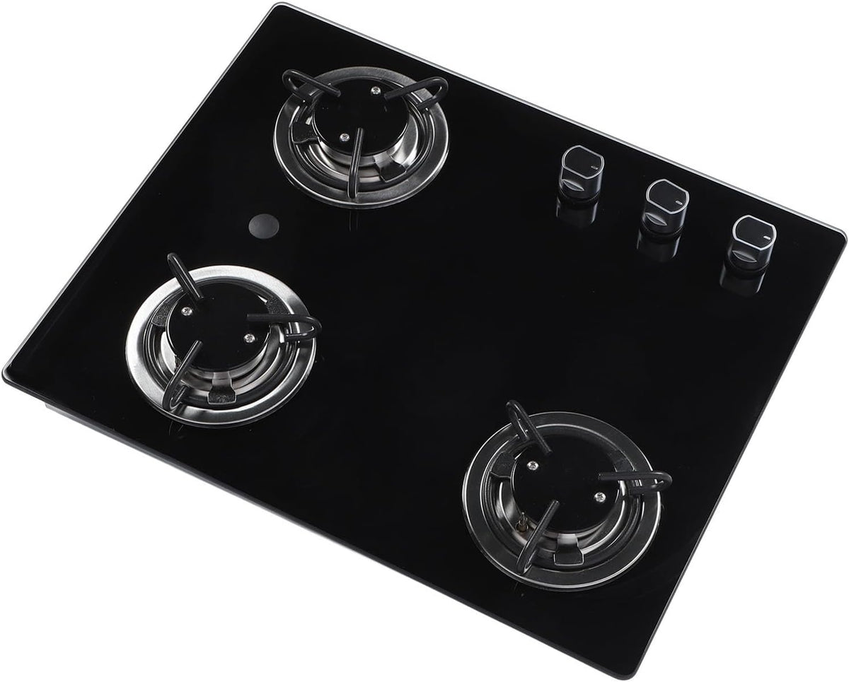 Placa de cocina Cocina de gas de 3 quemadores de 1, 8 kW GLP con encendido electrónico para barco, caravana, autocaravana, MasYosh