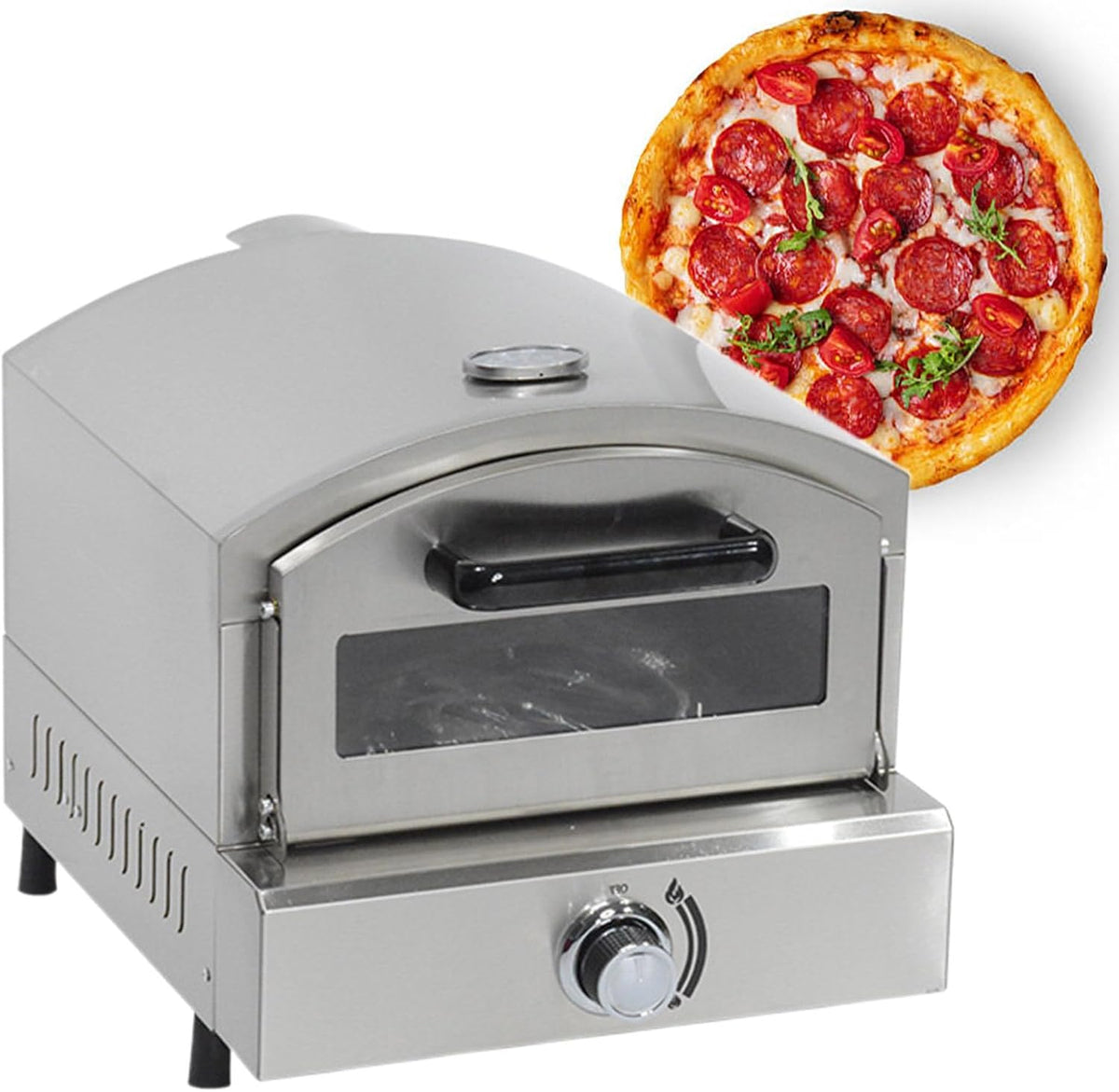 Hornos individuales para pizza Generic, Horno de pizza de gas para encimera de acero inoxidable para cocinar pizza, filetes, pescado, pollo y más