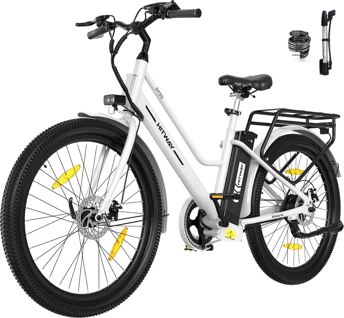 Eléctrica de HITWAY, Bicicleta Eléctrica, 27, 5' E Bike, Motor 250W, Batería Extraíble 36V 13 Ah, 50-100 km, App, Bicicleta eléctrica Urbana para