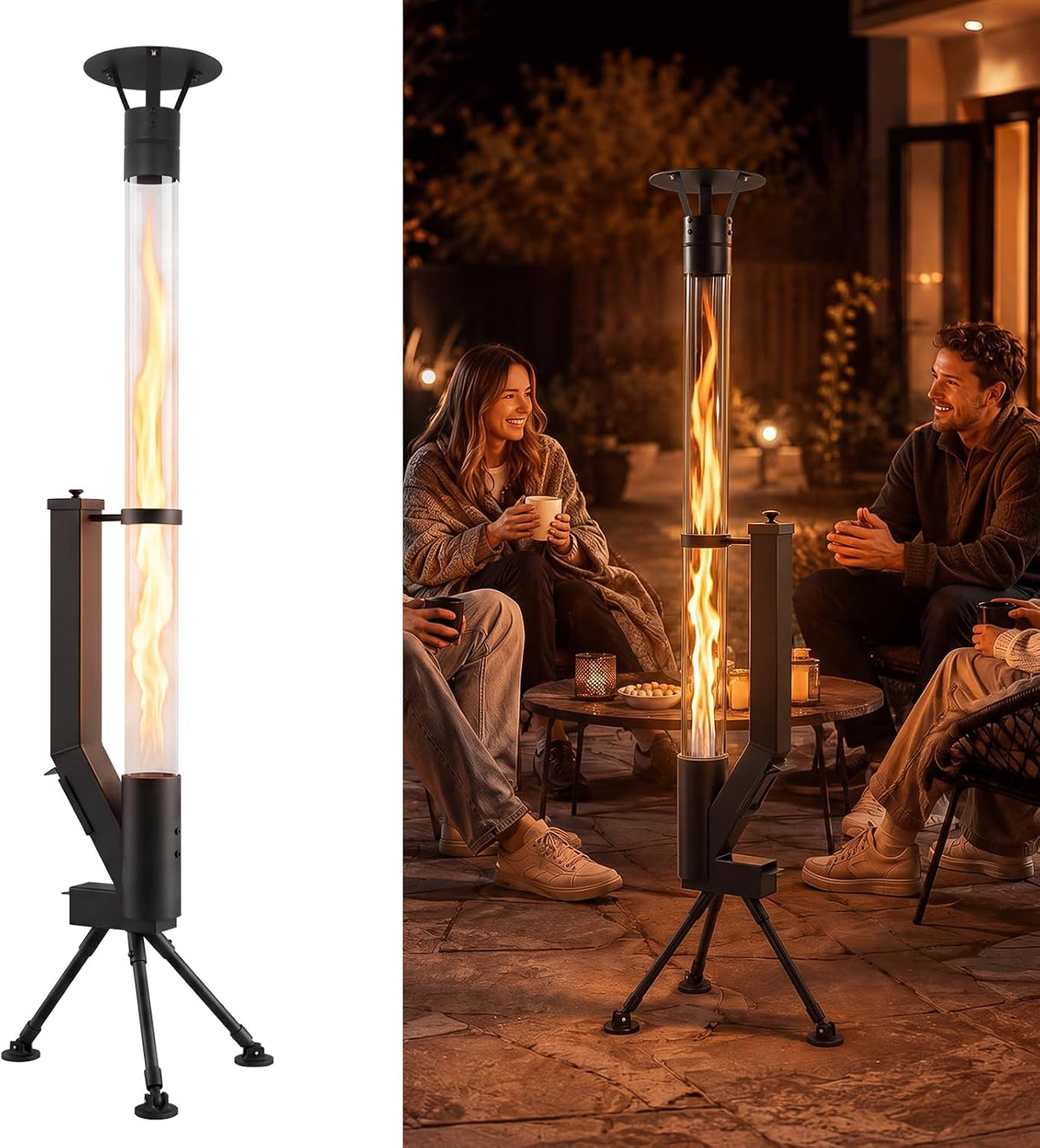 Chimenea Viketeri, Pellet - Calefactor para exteriores (tubo de fuego, tubo de