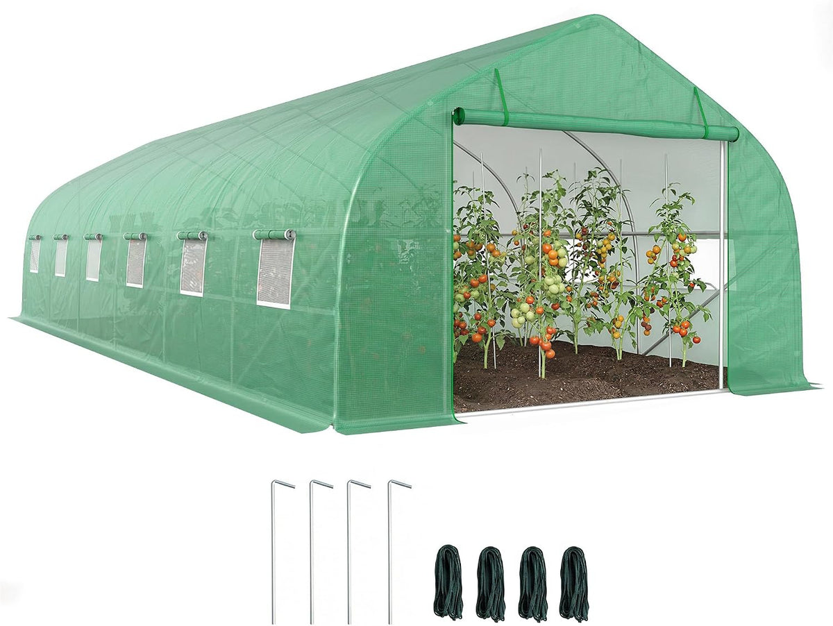 Invernadero Outsunny, de Exterior 8x3x2 m con Puerta Enrollable Verde