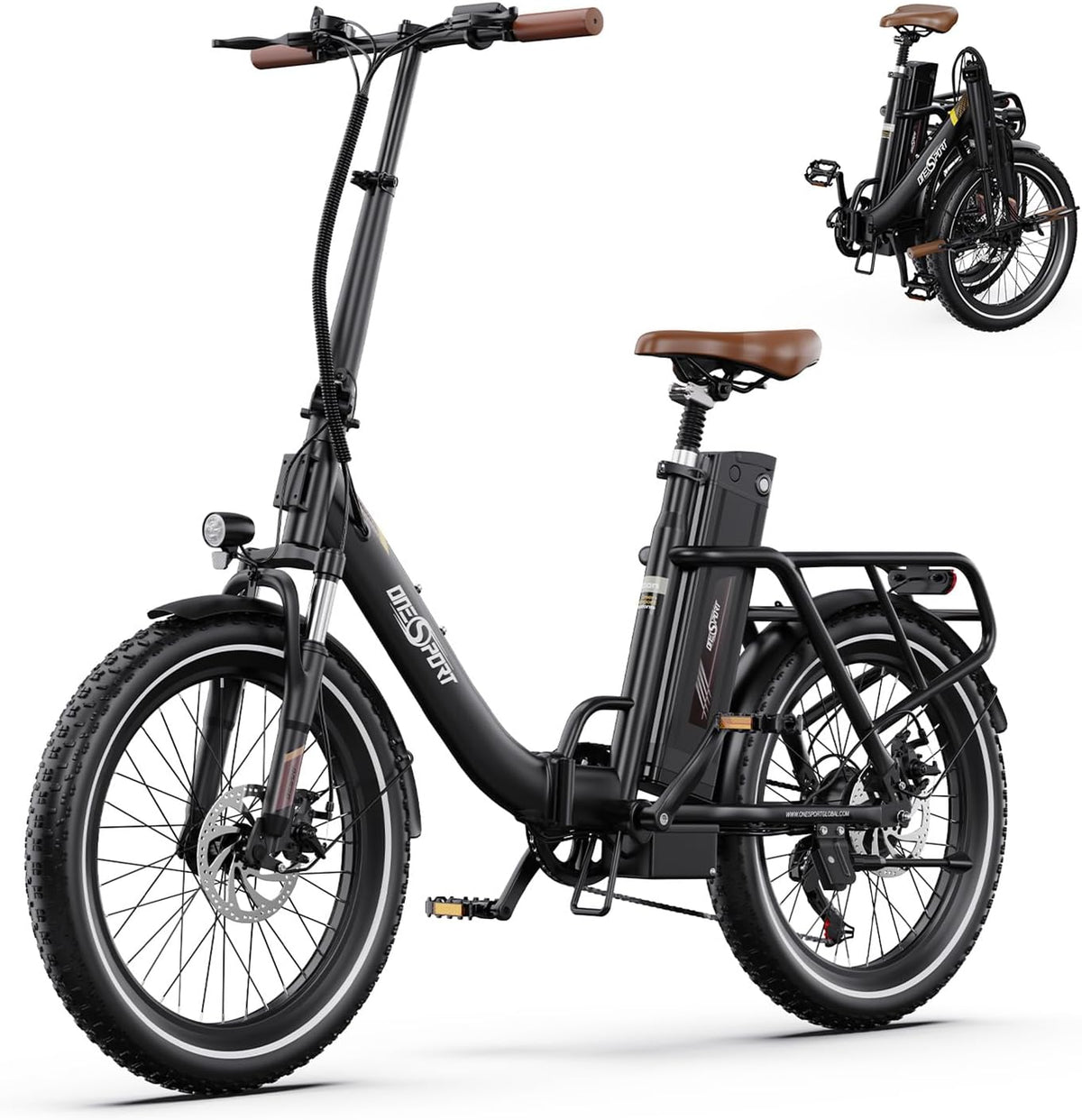 ONESPORT OT16-2 Eléctrica, Bicicleta Eléctrica Plegable, 20' Ebike con Extraíble Bateria 48V 17Ah, 250W Bicicleta Electrica Adultos con Pantalla LCD y