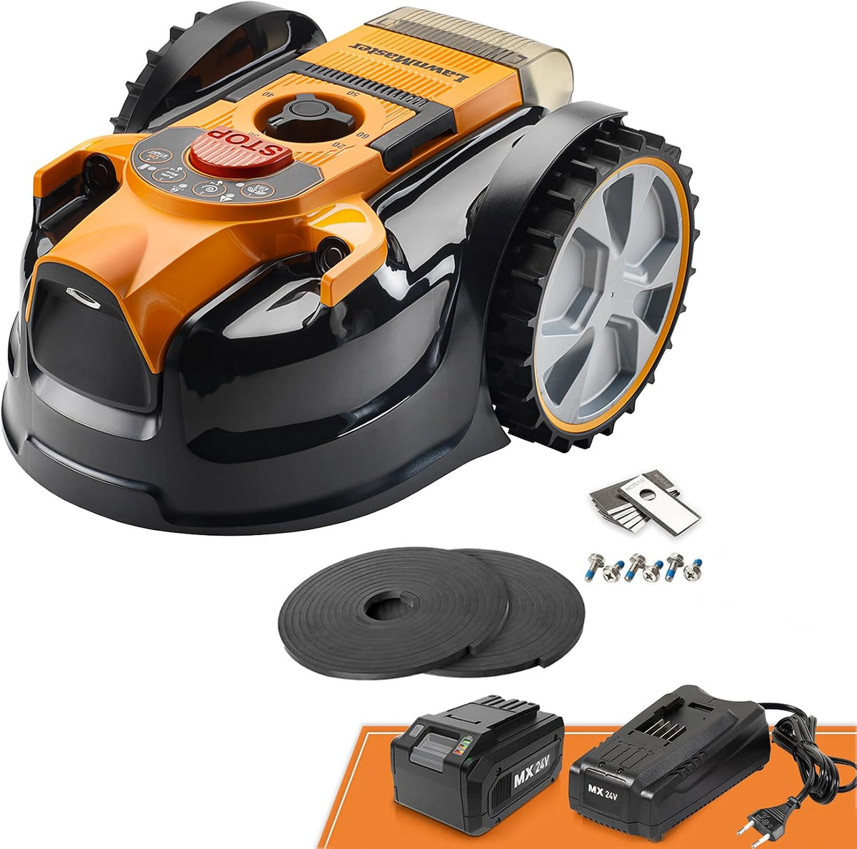 LawnMaster VBRM16 Robots cortacésped, OcuMow®16 Cortacésped robótico inalámbrico para céspedes autopropulsados de hasta 200 m², Sistema