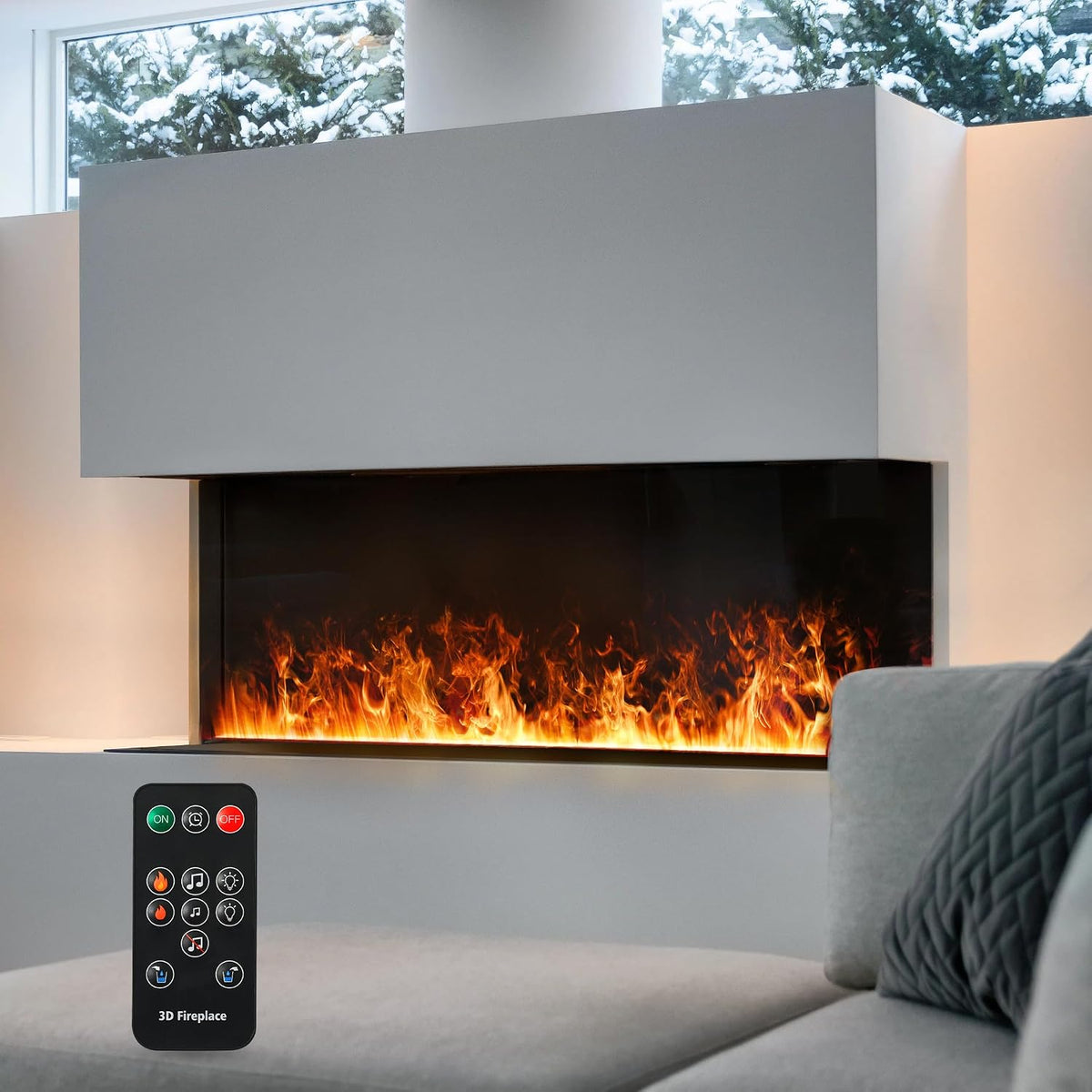 Mexhom Chimenea eléctrica, Chimenea de Vapor de Agua, Color de Las Llamas, no calienta, 50cm