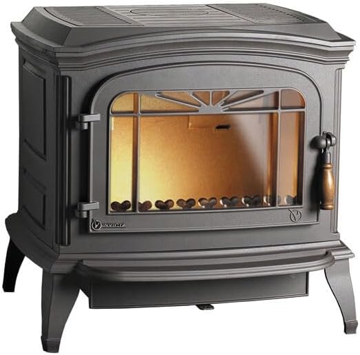 Estufa de MAESTRO FERRETERO, de Leña de Hierro Fundido BRADFORD ANTRACITA de 9 kW con Salida Superior o Trasera de 150 mm