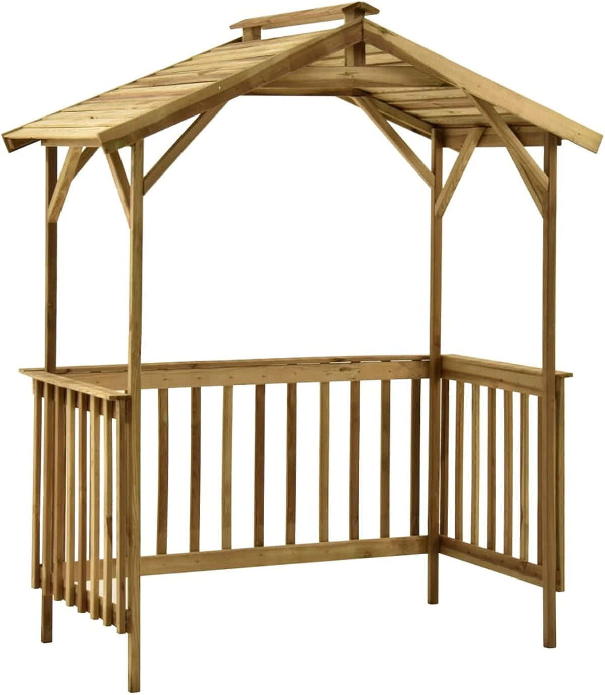 Carpas y cenador Cenador para barbacoa, cenador de madera de pino impregnado, 163, 5 x 93 x 210 cm, Keketa