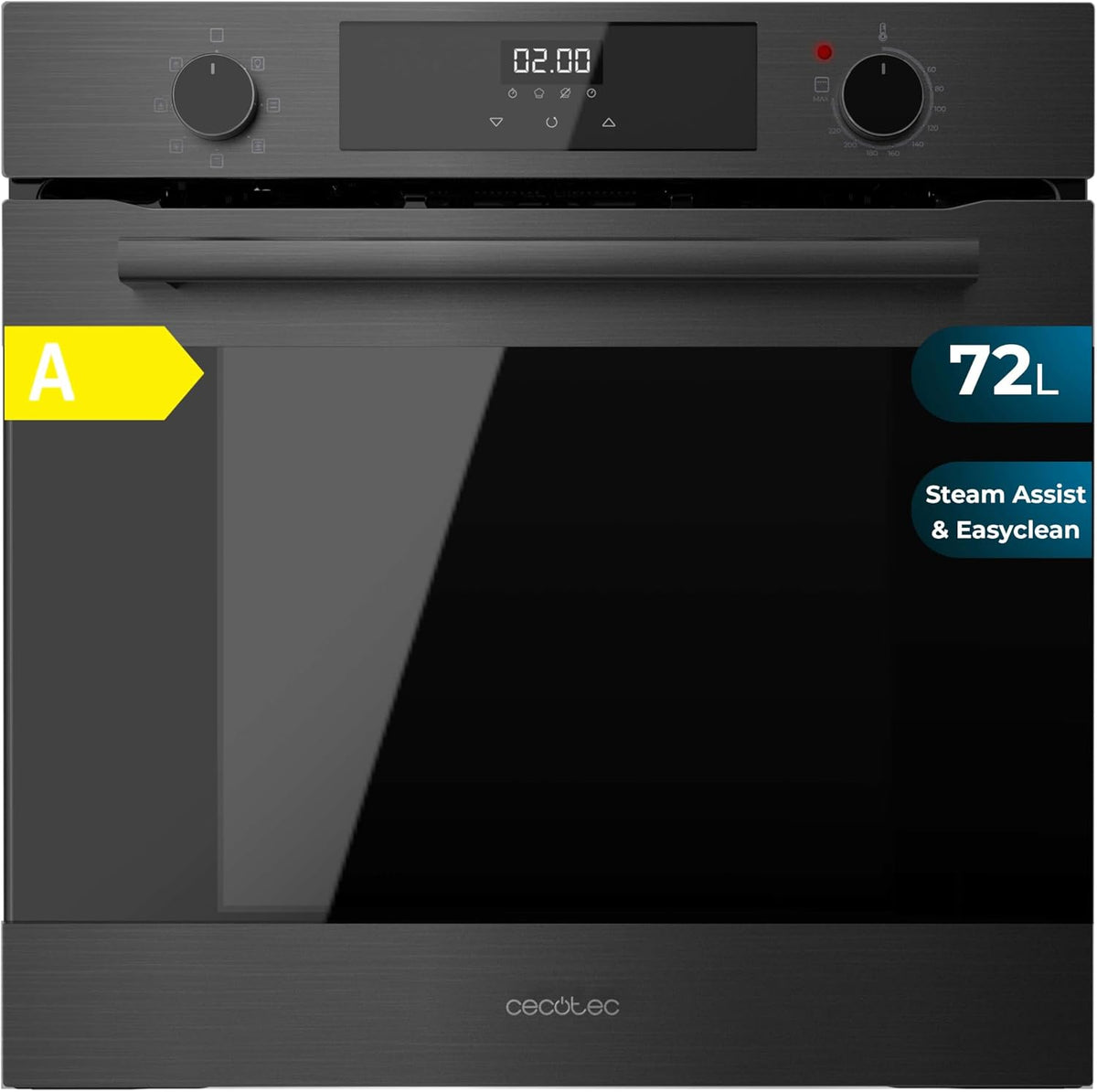 Horno empotrable Cecotec, Horno Multifunción Integrable 60cm Bolero Hexa M226000 Matt A. 2800W, 72L, 7 Funciones, Modo Grill, Fan Assisted Grill, Modo