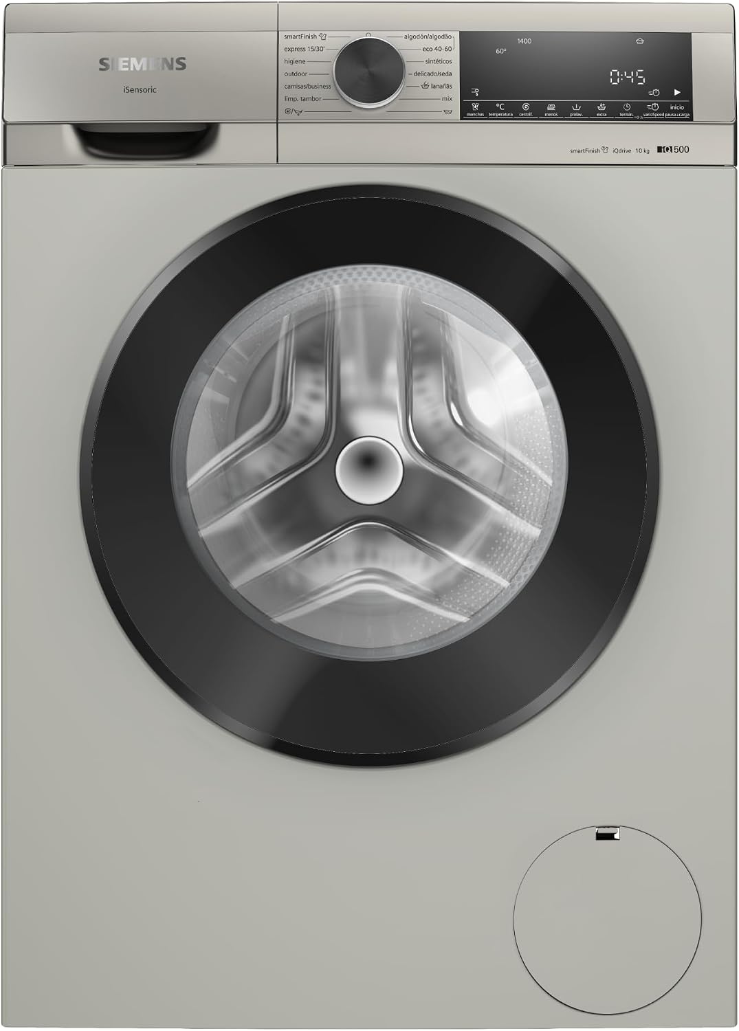 SIEMENS Lavadora, de carga frontal, 10 kg, iQ500, 1400 r.p.m, smartfinish, antiManchas, Acero antihuellas, WG54G2ZPES